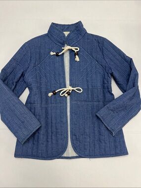 VINTAGE 60’s TWO POTATO LAGUNA BEACH CALI BLUE QUILTED COTTON TIE FRONT JACKET